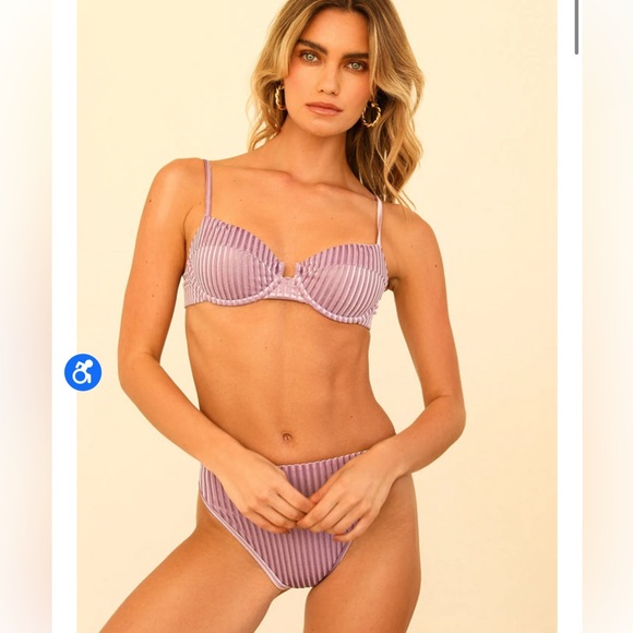 Dippin Daisy’s Gigi Bikini Top and High Waist Cheeky Bottoms in Ultraviolet - Picture 2 of 2